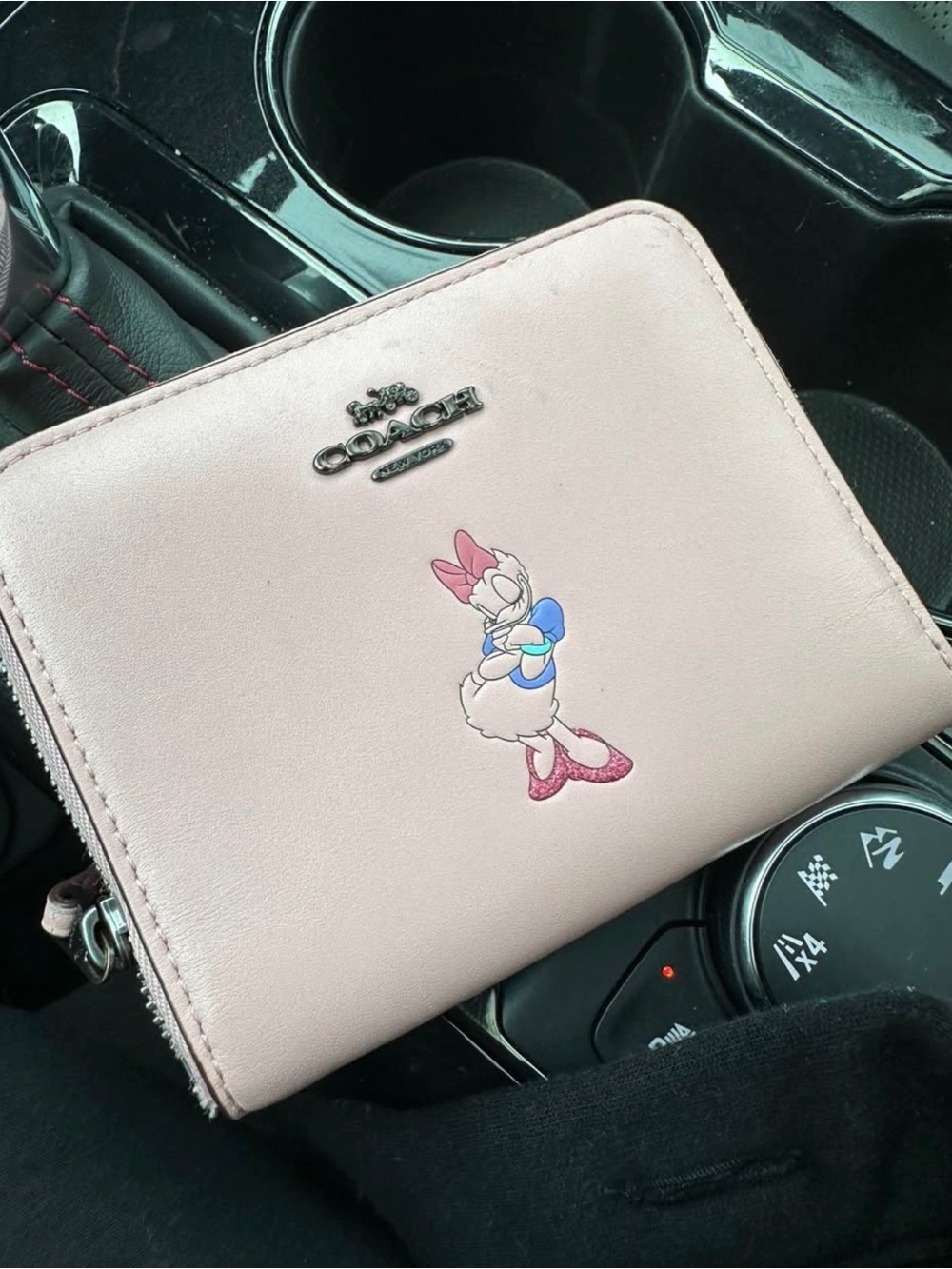 Coach Pink Daisy Duck Leather Zip Wallet